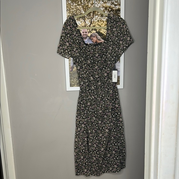 Black Tape_ Dresses & Skirts - Black tape _ Floral Black Dress with green and pink florals